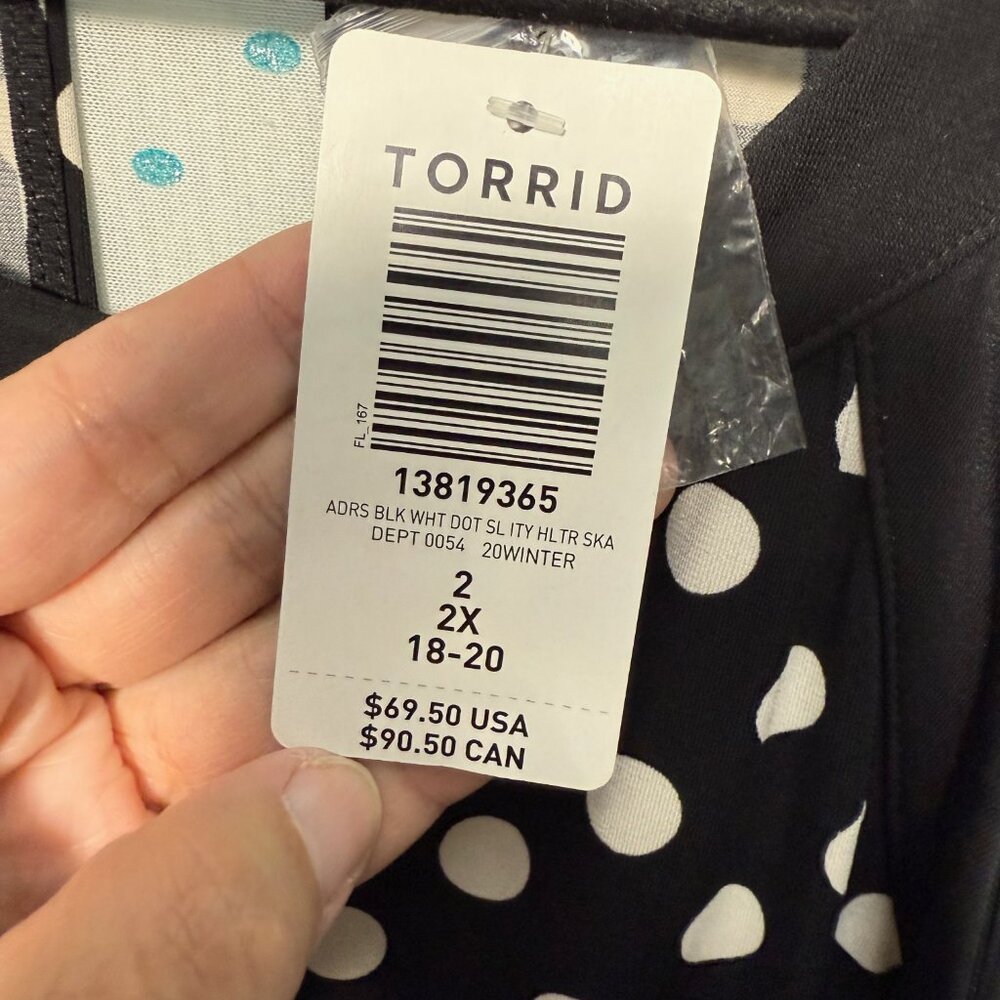 NWT Torrid Black & White Polka Dot Mini Studio Knit Skater Dress - Picture 6 of 6